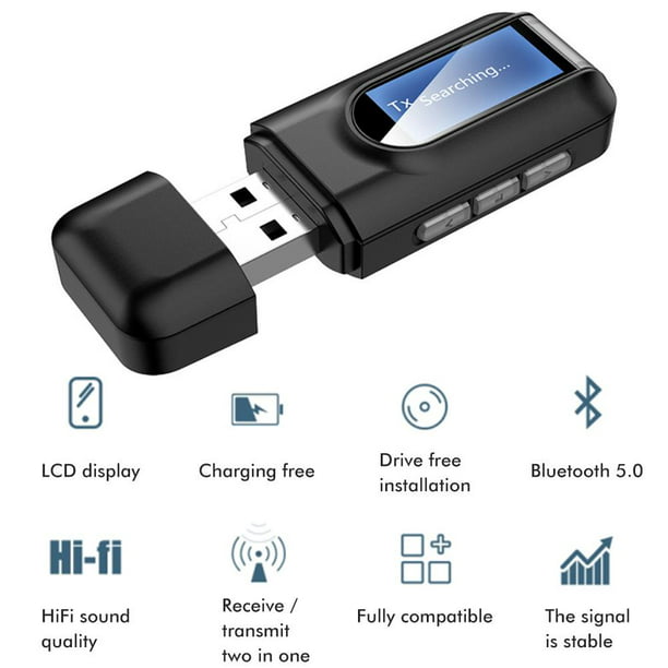 Adaptador Bluetooth inalámbrico 2 en 1, transmisor USB 5,0 para ordenador,  TV, portátil, altavoz, adaptador de auriculares, receptor Bluetooth