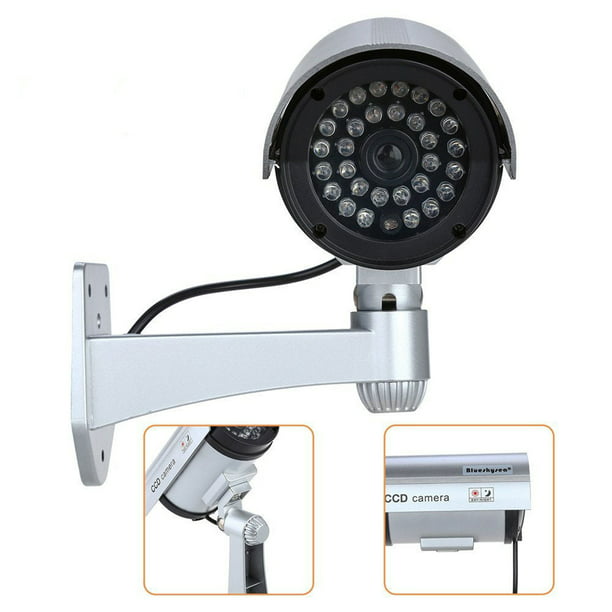  Cámara de vigilancia falsa, Fuers TL-2600, impermeable, para  exteriores y interiores, simulación, cámara con luz LED intermitente, color  negro : Electrónica