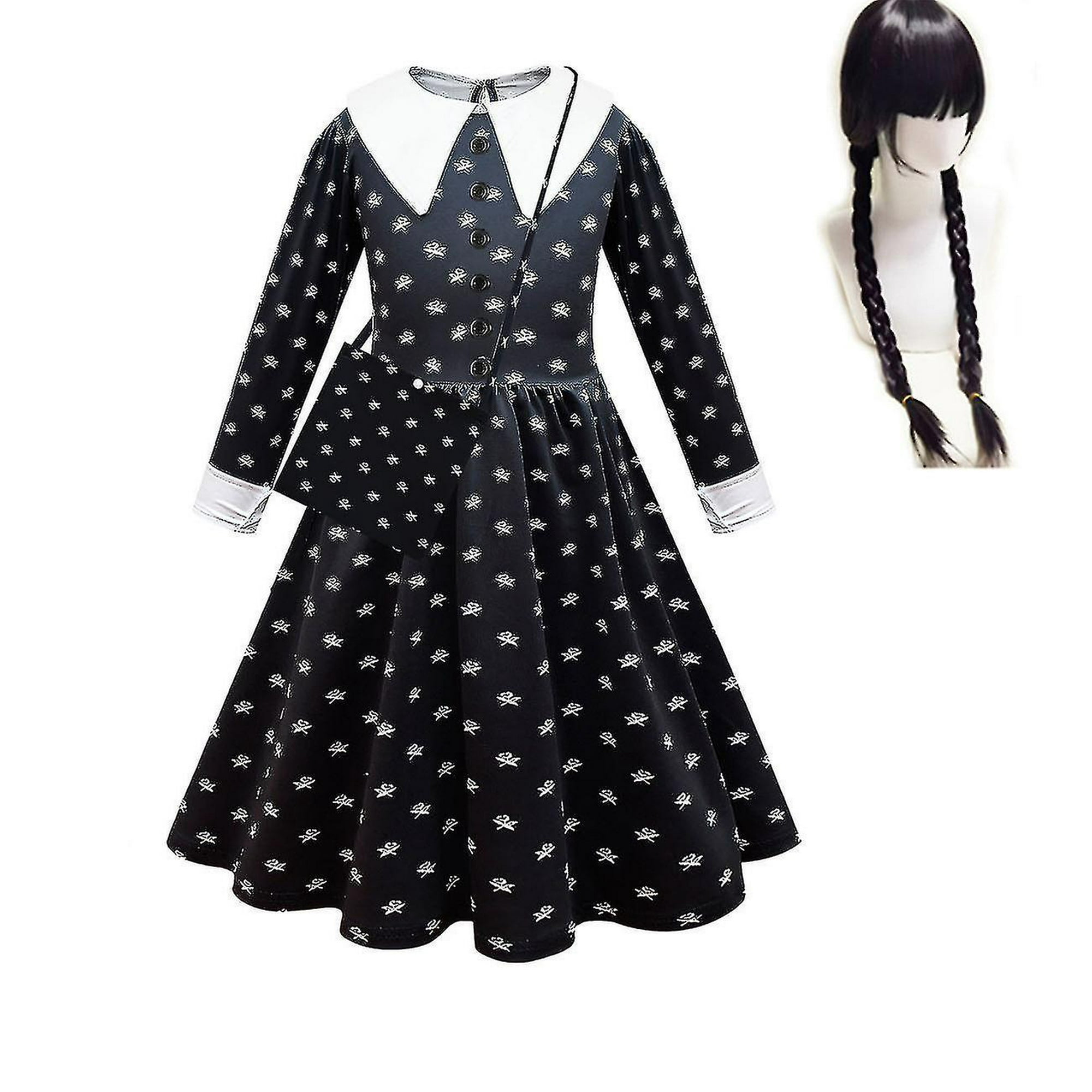 Conjunto de disfraz de Cosplay de Wednesday Addams para niñas