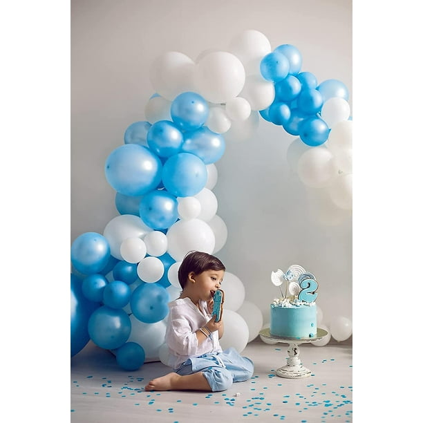  Globos y cintas para globos, paquete de 12 unidades, 12 rollos  de cinta rizadora azul, 48 globos azules, decoraciones de fiesta azul, cinta  azul para decoración de cumpleaños (azul) : Hogar y Cocina