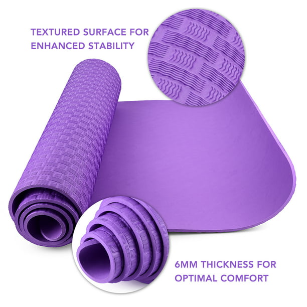 Esterilla de yoga de 6 mm de grosor, esterilla de ejercicio de Pilates  antideslizante de 72X24 pulga yeacher