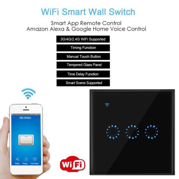 Interruptor táctil de luz LED con WiFi, Panel de Control remoto