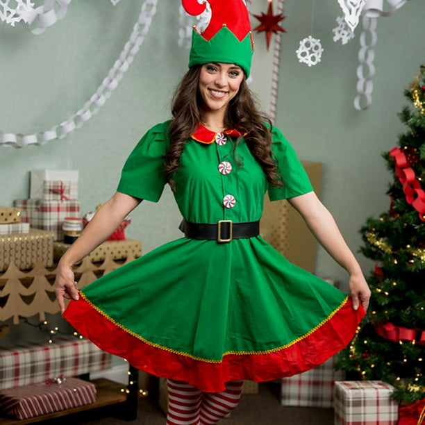 Disfraz de elfo de Navidad, traje de cosplay para mujeres adultas y niños,  traje familiar, Femenino : Ropa, Zapatos y Joyería 