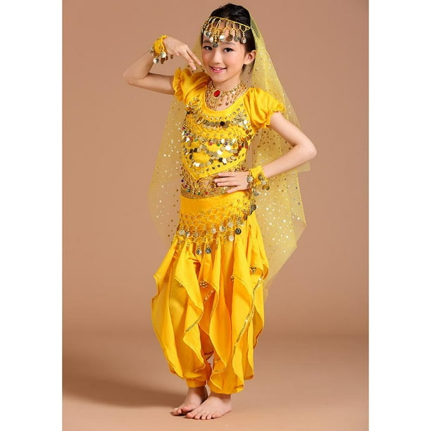 Falda amarilla para niña, ideal para danza del vientre