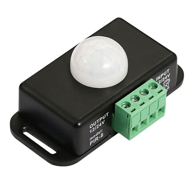 Interruptor automático de Sensor de movimiento PIR, cc 12V, 24V, 6A, para  tira de luz LED (negro)