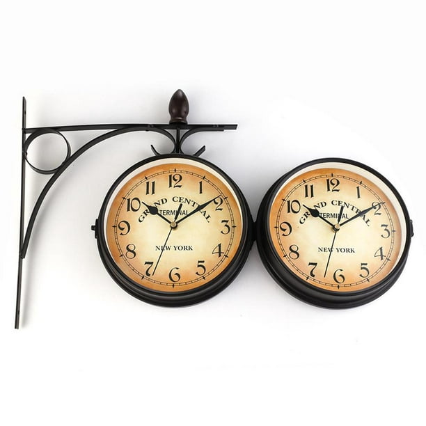 Reloj de pared Vintage de doble cara Retro Reloj de pared