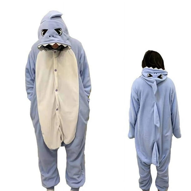 Pijama de tiburón de lana para mujer y adulto, traje de Cosplay de Anime  Kigurumi, Pijama de una pieza para Halloween y Navidad