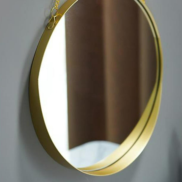 Espejo redondo de metal de pared dorado con ganchos - Aliss