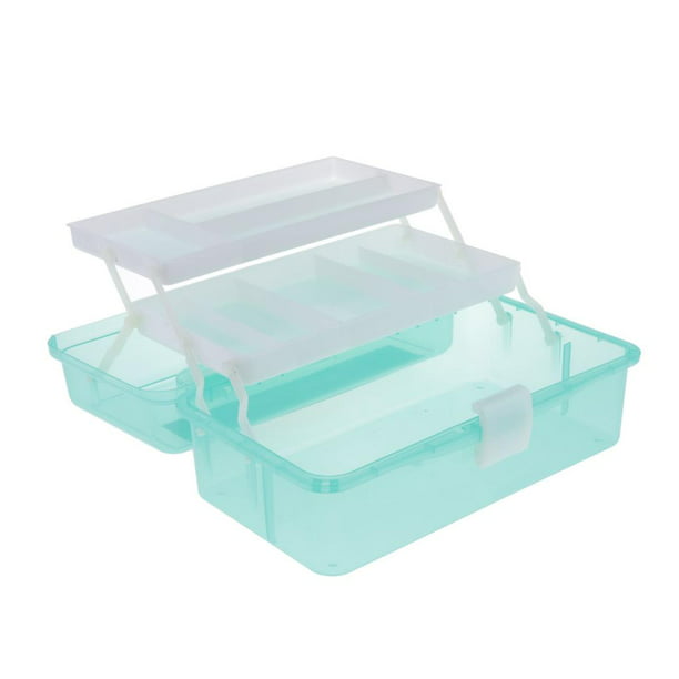 Kit 4 cajas organizadoras plásticas transparentes con tapa Verde
