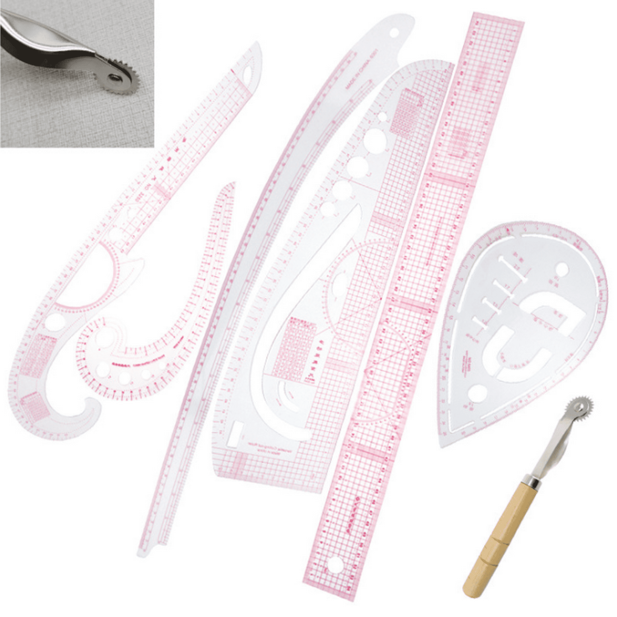 Juego De 6 Reglas De Plástico Transparente - 30,48 Cm Y 15,24 Cm, Transportador, Triángulos | Pulgadas Y Métricas