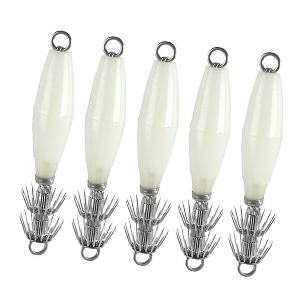 5pcs Anzuelos De Calamar De Pesca De Mar Anzuelo De Pulpo Señuelo De Pesca  De Agua Salada Cebo Duro 9 Cm / 16 G Soledad Señuelo de pesca de camarón  luminoso