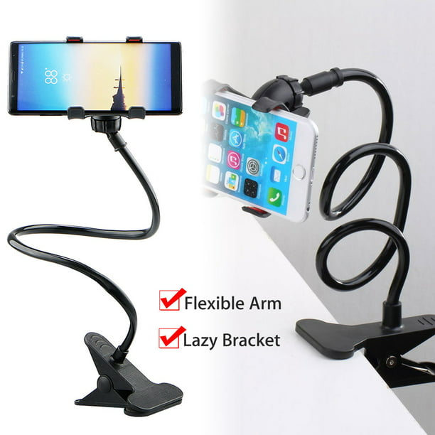  Soporte flexible para teléfono celular, con una base giratoria  y abrazadera de montaje, utilizado para escritorio, cama, sofá, compatible  con iPhone de 4 a 10 pulgadas, iPhone /iPad/Kindle, (gris) : Electrónica