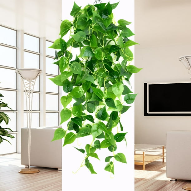 Plantas colgantes artificiales, plantas colgantes falsas de 2 pies, planta  colgante de imitación con maceta para pared, hogar, habitación, decoración
