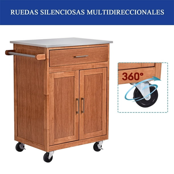 2xCarrito de Cocina con Ruedas - Carro de Almacenamiento de Multiuso para  Cocina, Baño, Oficina 43x36x86cm