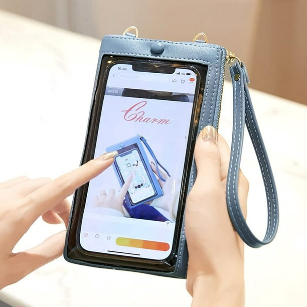 Bolso bandolera pequeño de pantalla táctil para mujer, monedero y cartera  para teléfono móvil