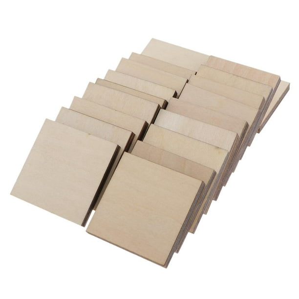 Cuadrados de madera para manualidades, 36 piezas de madera, 3 x 3 pulgadas,  recortes cuadrados de madera sin terminar