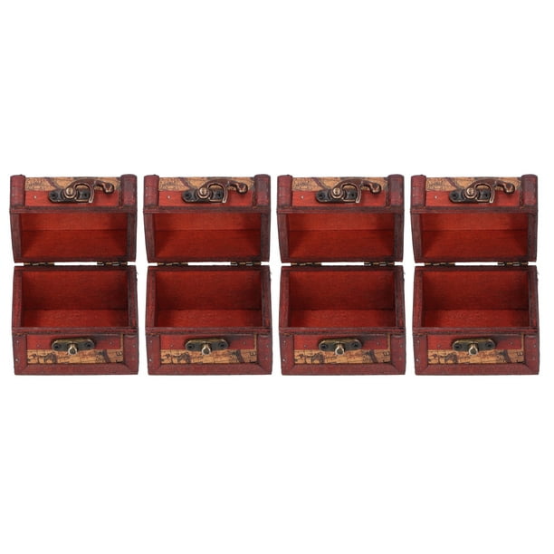 Caja de almacenamiento de madera, 4 piezas de madera antigua pequeña caja  de madera artesanía antigua probada y confiable Jadeshay A