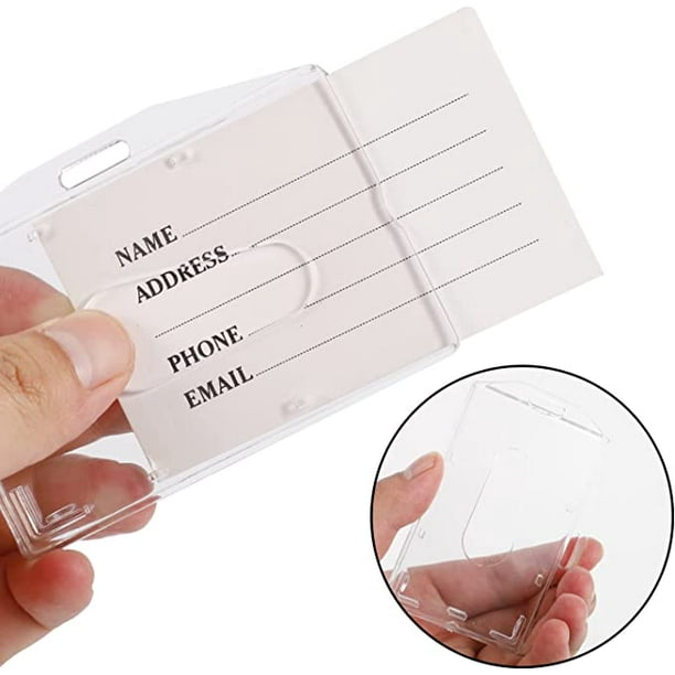 Porta credencial transparente, porta credencial para 6 tarjetas Porta  credencial de plástico duro 2 tarjetas verticales horizontales con  orificios