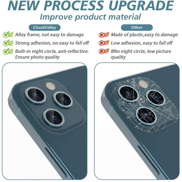 Protector 3 Lentes Brillante Aluminio iPhone 12 Pro Max 4 Color