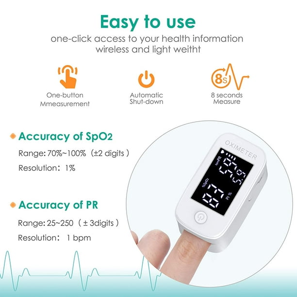 Oxímetro de pulso profesional, oxímetro de pulso de pulso, monitor de  frecuencia cardíaca con pantalla LED de alarma, para medir SpO2, PR y PI