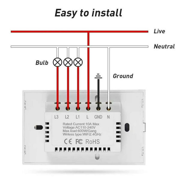 Interruptor Switch Táctil Inteligente Alexa, Google - Nitro Systems