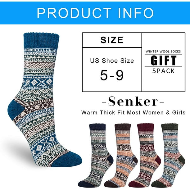 5 paquetes calcetines de lana para mujer calcetines calientes de invierno  cabina de punto gruesa aco esquí esquí Gafas de esquí