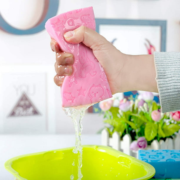 Esponja de baño para ducha (2.12 oz, 4 unidades), esponja exfoliante para  el cuerpo para mujeres y hombres, estampado de flores.
