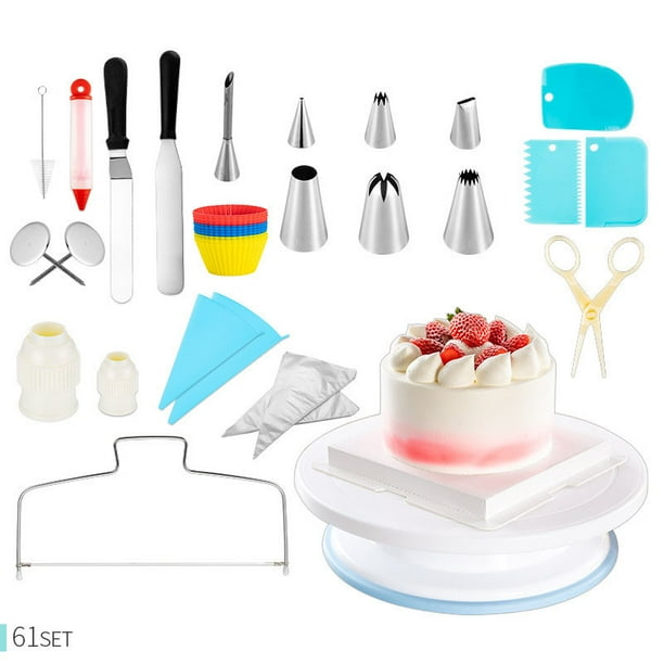  Juego de 106 piezas de decoración de tartas, plato giratorio  para hornear, pastelería, tubo de fondant, herramienta de cocina, postre  para hornear pasteles (106 piezas) : Hogar y Cocina