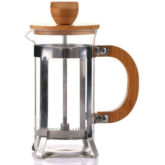 filtro de café cafetera de cristal de 350ml cafetera resistente al calor filtro elegante máquina de café de prensa francesa filtro de tapa de madera de prensa francesa ormromra ln2552