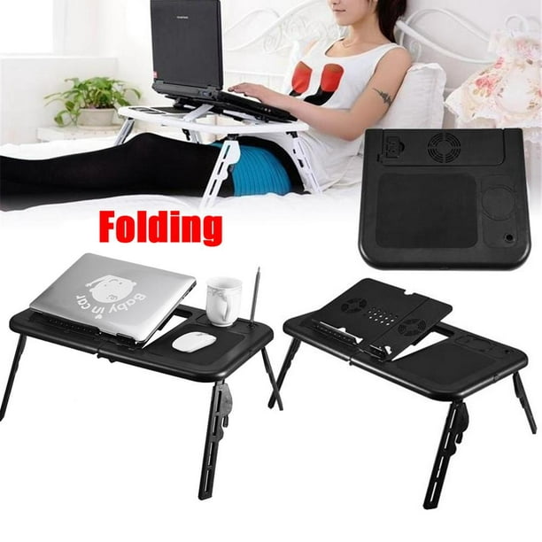 Mesa plegable portátil ajustable, soporte de escritorio para cama, ordenador,  portátil, Notebook, PC (negro)