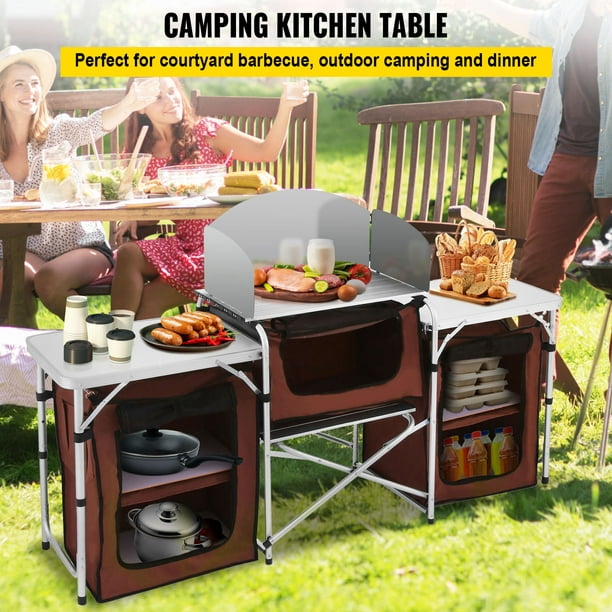 VEVOR Mueble Cocina Al Aire Libre Camping Plegable Mesa de 2