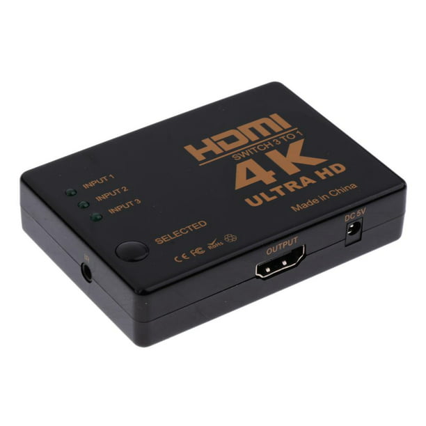 Conmutador HDMI 4K de 3 puertos, salida 3 en 1 con interruptor de