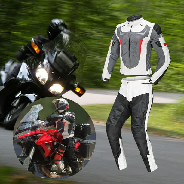  Chamarra de equitación para hombre + pantalón de moto Traje de  malla transpirable Chaqueta de moto Pantalones Traje : Automotriz