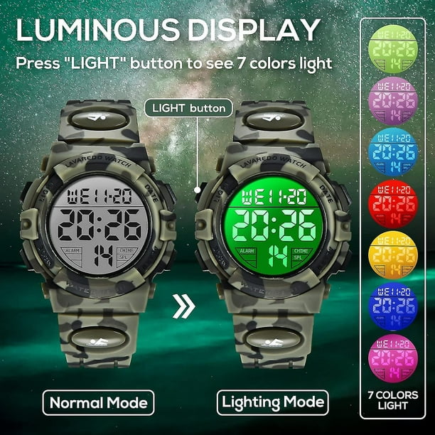 Reloj analógico para niños, reloj para niños de 6 a 15 años, reloj digital  para deportes al aire libre, multifuncional con cronógrafo LED 50 M
