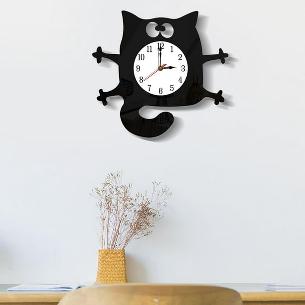 Reloj de pared con forma de gato que no hace tictac, con pilas, reloj para  dormitorio, sala de , hogar, pared, cocina, BLESIY Relojes de pared