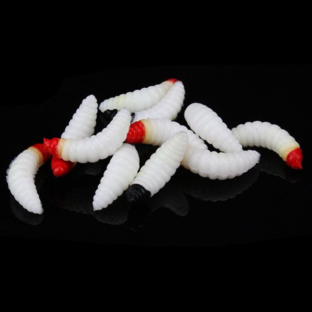 50pcs 2.4cm 0.5g Maggot Bionic Fishing Lures Artificial Soft Bait