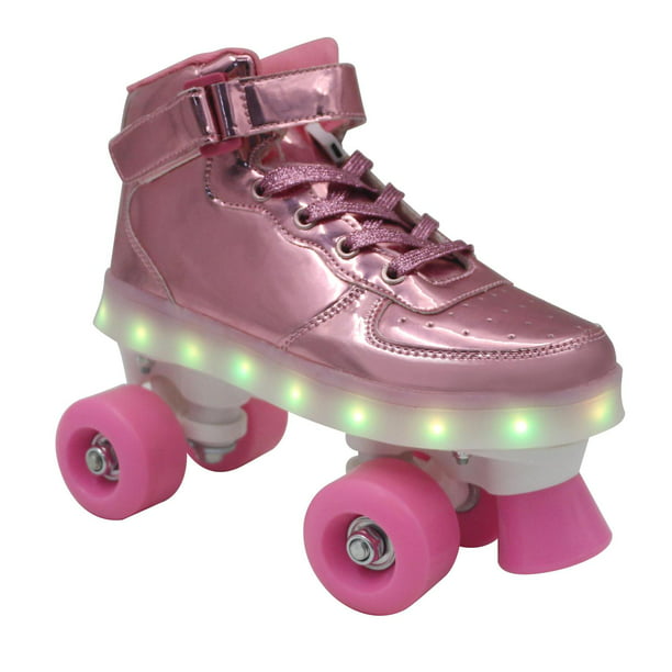 Patines para niñas y niños, negro, rosa, morado, 4 tamaños, ajustables, con  ruedas iluminadas y diseño superior brillante, patines para niños pequeños