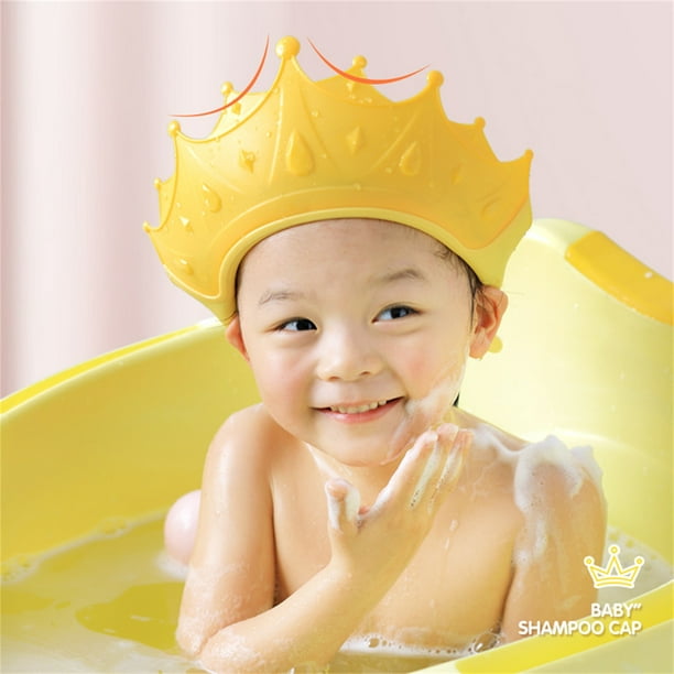 Gorro de ducha para bebé, gorra de baño con protección de silicona segura,  gorra de ducha con corona para protector de cabeza, ojos y orejas, gorra de