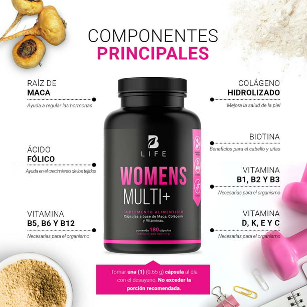 Multivitaminico De Mujer 180 Cápsulas Vitaminas Mujer B Life BLIFE Vitaminas  Blife | Walmart en línea