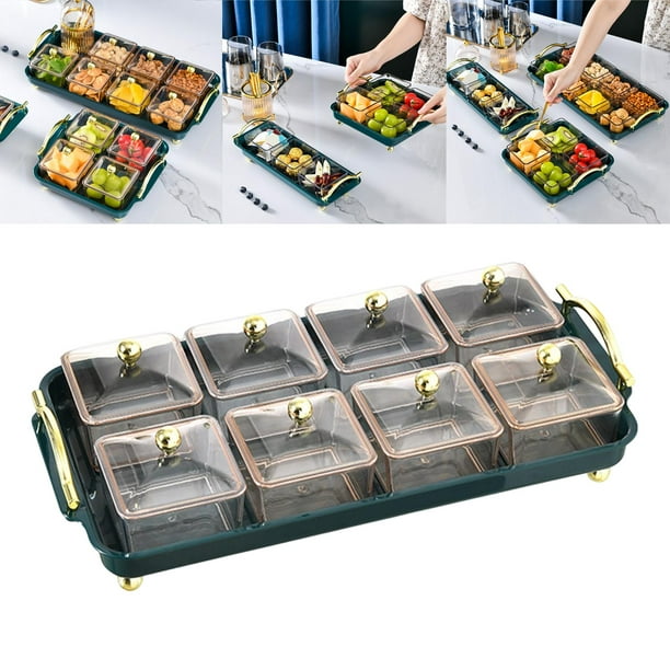 Tupperware Juego de centro de servicio, bandeja de servir con 6  compartimentos y bandeja para fiestas, contenedor de almacenamiento de  alimentos y