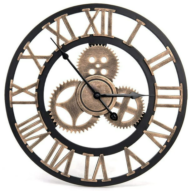 Reloj de pared-reloj de pared vintage estilo de arte europeo retro, con  instalaciones decorativas y números romanos hechos a mano en 3D, utilizado  en sala de estar cocina dormitorio bar cafetería Adepaton