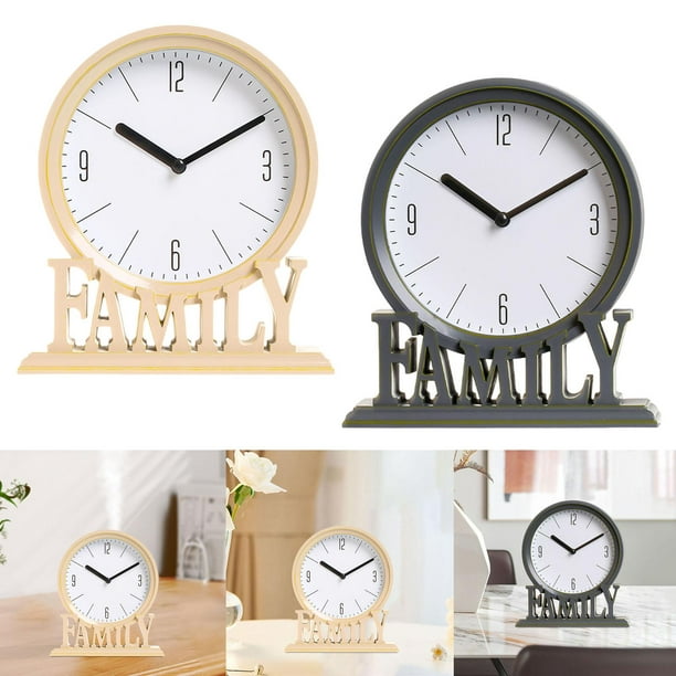 2 piezas de relojes de mesa decorativos familiares que no hacen tictac,  fáciles de leer, relojes de chimenea, reloj de escritorio para dormitorio,  oficina, , Beige Gris perfecl Reloj de pared