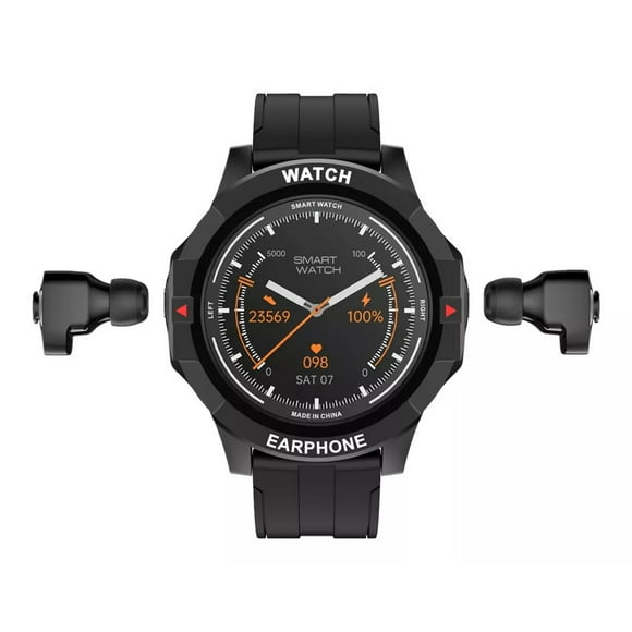 reloj smart watch n15 2 en 1 con audífonos tws mp3 exp 64gb negro fralugio sport