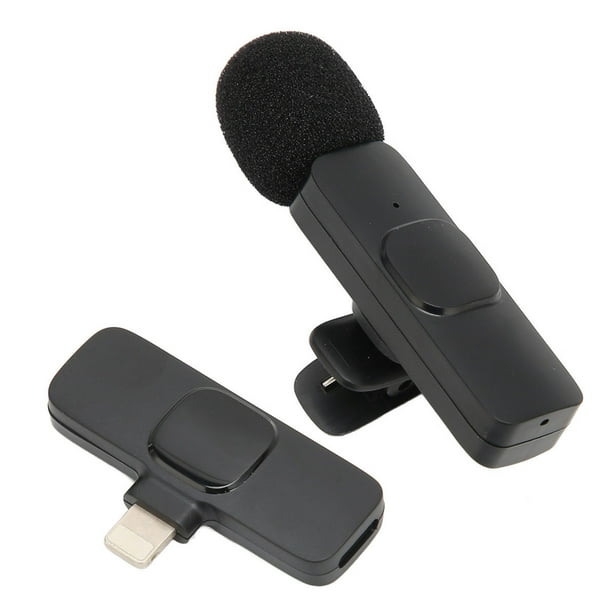Micrófono Lavalier inalámbrico profesional para iPhone, teléfono Android,  cámara, micrófono de condensador omnidireccional de grabación de retardo
