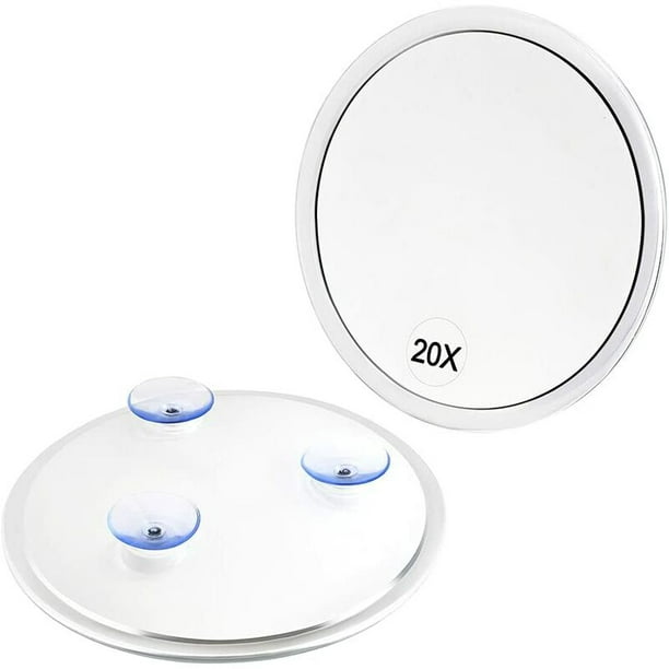 Espejo de aumento 20X con ventosas (15 cm redondo) - Perfecto para espejo  de maquillaje - Depilación esquí