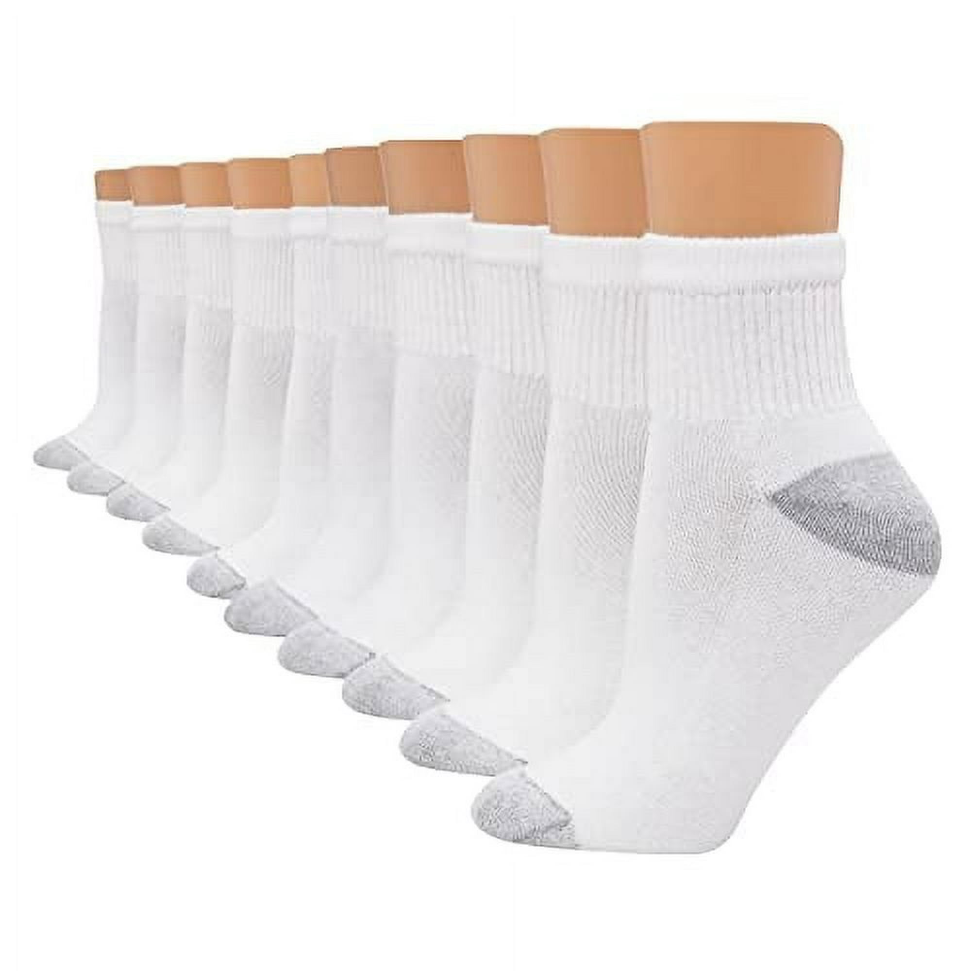 Calcetines tobilleros ComfortBlend para hombre, color blanco, paquete de 12  (talla de zapato 6-12), Blanco