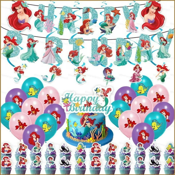 Set De Decoración Cumpleaños La Sirenita Niñas Globos