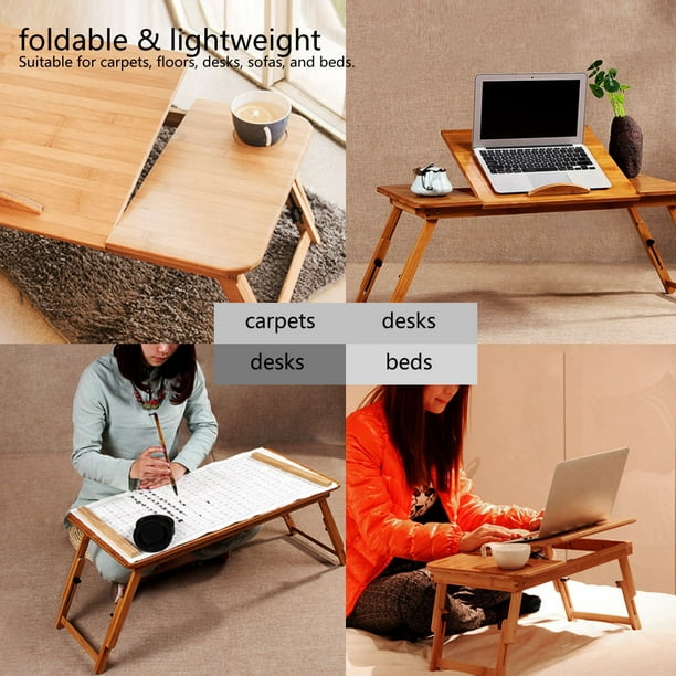 Soporte plegable de madera para computadora portátil, escritorio
