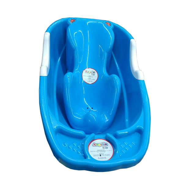 Bañera , Tina portátil para bebe de Plastico Azul con tapón de salida de  agua en plástico libre de BPA Jaguar Plásticos Cuidado del Bebé
