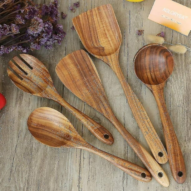 Country Kitchen Utensilios de cocina de silicona, juego de utensilios de  cocina de 8 piezas, utensilios de cocina de madera fáciles de limpiar